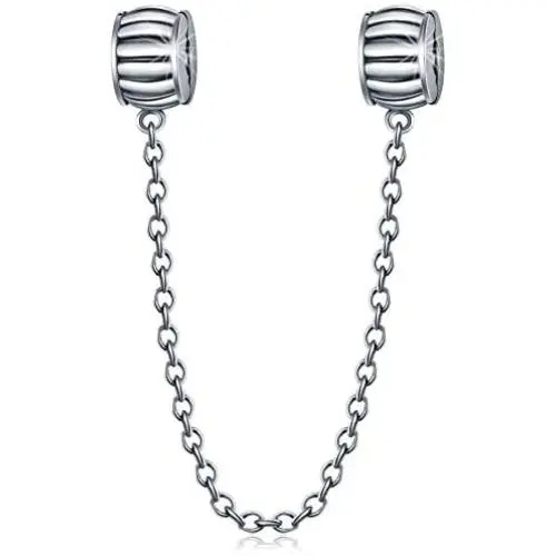 Safety Chain Clip Clasp Charm for Pandora Bracelet Antique 925 Sterling Silver Lock Stopper Beads Safety Chain Clip Clasp Charm for Pandora Bracelet Antique 925 Sterling Silver Lock Stopper Beads