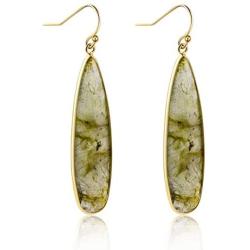 Moregone Natural Stone Long Water Drop Earrings for Women Girls