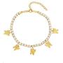 Butterfly Anklet for Women Teen Girls, 18K Gold / White Gold Plated Rhinestone Inlay Chain Tennis Ankle Bracelet with Extension