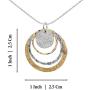 Two Tone 925 Sterling Silver & 14k Gold Filled Graduated Circles Pendant Necklace, 18”