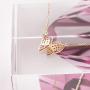 Carleeen Solid 14K Rose Gold 1/3cttw Natural Diamond Pink Sapphire Cute Gold Butterfly Necklace Fine Jewelry for Women Girls (0.03cttw Diamond, I_J Color)