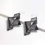 DAMLENG Fashion Lightweight Unique 1980s Retro Style Chandelier Dangle Drop Hollow Earrings Black Geometry Acrylic Earrings for Women Girls