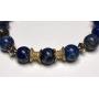 Stunning lapis lazuli bracelet Yoga Jewelry wrist mala Fifth chakra Throat Chakra Big 10 mm unisex stretch bracelet | Energized chakra bracelet | w/zinc alloy gold plated spacers
