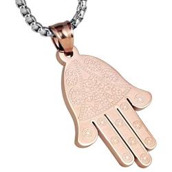 HZMAN Stainless Steel Egyptian Eye Fatima Hamsa Hand Pendant Necklace Success and Protection Lucky
