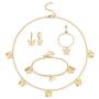 Florideco 4Pcs 14K Gold Plated Butterfly Choker Necklace Earrings Bracelet Ring Set for Women Ladies Gift Jewelry Dainty Chain Butterfly Pendant Necklace Cute Drop Dangle Hoop Earrings Rose Gold