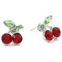 SoulBreeze Green Leaf Red Fruit Cherry Stud Post Earrings Charm Set Christmas Fashion Jewelry