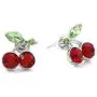 SoulBreeze Green Leaf Red Fruit Cherry Stud Post Earrings Charm Set Christmas Fashion Jewelry