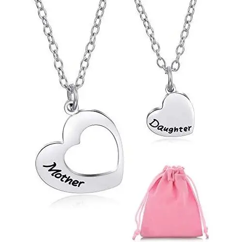 Mother Daughter Necklaces Matching Heart Necklace Mothers Day Necklace Pendant for Birthday Jewelry Accessories Daily Wearing Halloween, Thanksgiving, Christmas and New Year Gifts