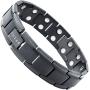 LUXAR® Mens Titanium Magnetic Therapy Linked Bracelet for Pain Relief | Double Magnet Strength with Powerful Rare-Earth Neodymium Magnets | Adjustable Length with Steel Resizing Tool (Brushed Black)