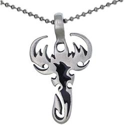 Jewelry Scorpion Scorpio Zodiac Horoscope Amulet pewter silver pendant necklace Charm w Silver Ball Chain