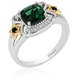 Jewelili Enchanted Disney Fine Jewelry Yellow Gold Over Sterling Silver Diamond Accent & Rainforest Topaz Tinker Bell Star Ring.
