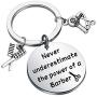 FUSTMW Barber Keychain Hair Stylist Gift Hairdresser Gift Barber Jewelry Hairdresser Gifts Beautician Graduation Gifts Never Underestimate The Power of Barber