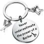 FUSTMW Barber Keychain Hair Stylist Gift Hairdresser Gift Barber Jewelry Hairdresser Gifts Beautician Graduation Gifts Never Underestimate The Power of Barber FUSTMW Barber Keychain Hair Stylist Gift Hairdresser Gift Barber Jewelry Hairdresser Gifts Beautician Graduation Gifts Never Underestimate The Power of Barber