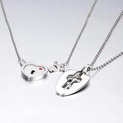 Vanski His & Hers Matching Set Stainless Steel Couple Necklace Love Heart Lock and Key Pendant Necklace