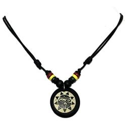 LAVIP Leather Rasta Plaided Hippie Coqui Taino Sun Necklace Buddha All Seeing Third Wisdom Eye Amulet Black Powers Pendant