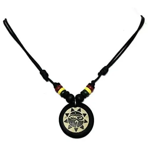 LAVIP Leather Rasta Plaided Hippie Coqui Taino Sun Necklace Buddha All Seeing Third Wisdom Eye Amulet Black Powers Pendant LAVIP Leather Rasta Plaided Hippie Coqui Taino Sun Necklace Buddha All Seeing Third Wisdom Eye Amulet Black Powers Pendant