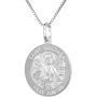 Sterling Silver St Barbara Medal Necklace 3/4 inch Round Italy 0.8mm Chain