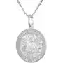 Sterling Silver St Barbara Medal Necklace 3/4 inch Round Italy 0.8mm Chain