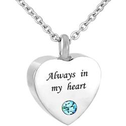 SexyMandala Always in My Heart Cremation Jewelry 12 Birthstones Urn Necklaces for Ashes Memorial Ashes Holder with Fill Kit