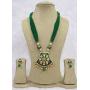 Babosa Sakhi Green Meenakari Pendant Set Jaipuri Pearl Indian Traditional Kundan Necklace Jewelry