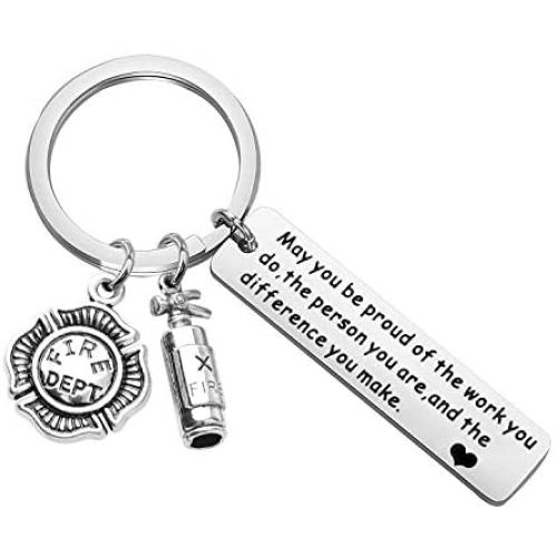 1.SEIRAA You Make a Difference Gifts Military Appreciation Gift Retirement Thank you Key Chain For Air Force Navy Army Firefighter Police Officer (Firefighter)