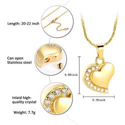 constantlife Cremation Jewelry for Ashes Crystal Edge Heart Stainless Steel Pendant Urn Necklace Funeral Keepsake