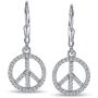 World Peace Sign Symbol Cubic Zirconia Pave CZ Leverback Drop Dangle Earrings For Women For Teen 925 Sterling Silver