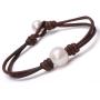 Single Cultured Freshwater Pearl Bracelet Handmade Leather Pearl Jewelry for Women Girls 7