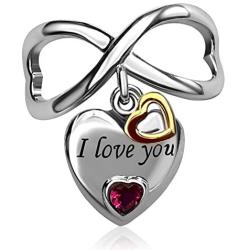JMQJewelry Heart Love Forever You Crystal 2 Colors Charms Beads Bracelets Wife