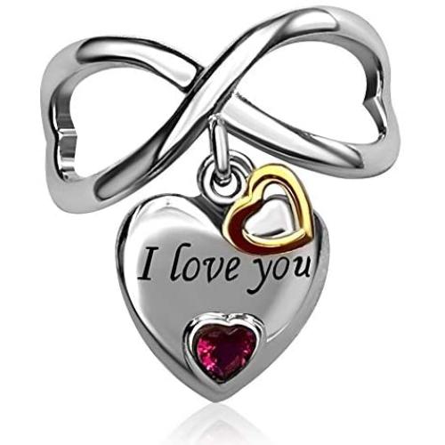JMQJewelry Heart Love Forever You Crystal 2 Colors Charms Beads Bracelets Wife