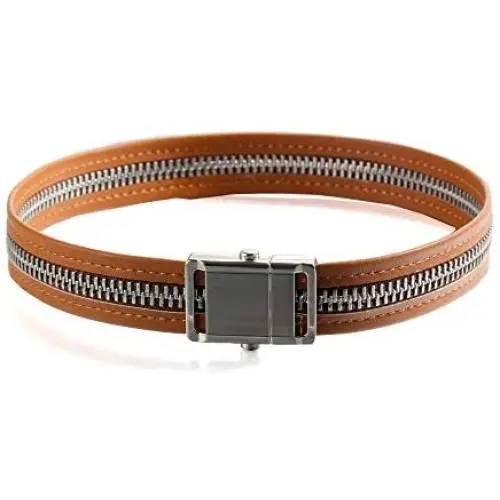 FORCEHOLD Genuine Leather Chokers Necklaces Zipper Design Bracelet Necklace Collar Dual Use FORCEHOLD Genuine Leather Chokers Necklaces Zipper Design Bracelet Necklace Collar Dual Use