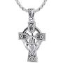 US Jewels And Gems Mens 925 Sterling Silver 32mm Irish Celtic and Claddagh Cross Pendant Necklace, 18in to 24in