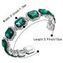 BriLove Womens Wedding Bridal Multi Emerald Cut Crystal Open Bangle Stretch Bracelet