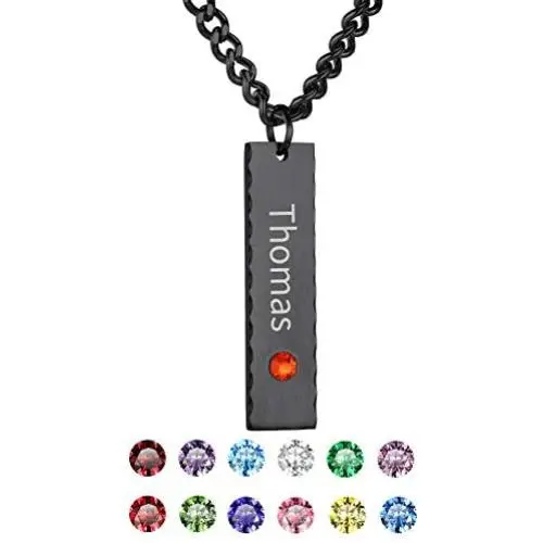 GOLDCHIC JEWELRY Mothers Day Personalized Birthstone Vertical Bar Necklace, Engraved Family Names Necklace with Birthstone for Men/Women, Pendant for Husband/Father/Son/Grandma/Mom,Gift Box Included GOLDCHIC JEWELRY Mothers Day Personalized Birthstone Vertical Bar Necklace, Engraved Family Names Necklace with Birthstone for Men/Women, Pendant for Husband/Father/Son/Grandma/Mom,Gift Box Included