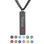 GOLDCHIC JEWELRY Mothers Day Personalized Birthstone Vertical Bar Necklace, Engraved Family Names Necklace with Birthstone for Men/Women, Pendant for Husband/Father/Son/Grandma/Mom,Gift Box Included