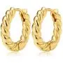 Hoop Earrings For Women 14K Gold Croissant Earrings Twisted Round Hoop Earrings Chunky Hoop Earrings 925 Sterling Silver Earrings Hoop Earrings For Women 14K Gold Croissant Earrings Twisted Round Hoop Earrings Chunky Hoop Earrings 925 Sterling Silver Earrings