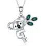 AOBOCO Sterling Silver Cute Animal Heart Pendant Necklace for Women Teen Girls, Embellished with Crystals from Austria