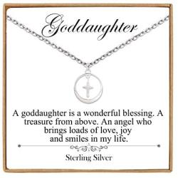 Unijew Goddaughter Necklace from Godmother Godfather, S925 Sterling Silver Christmas Mothers Day Jewelry Birthday Gift Love Between Godparents and Goddaughter
