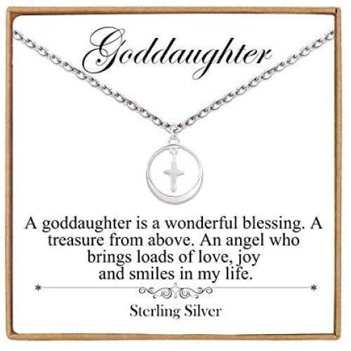 Unijew Goddaughter Necklace from Godmother Godfather, S925 Sterling Silver Christmas Mothers Day Jewelry Birthday Gift Love Between Godparents and Goddaughter