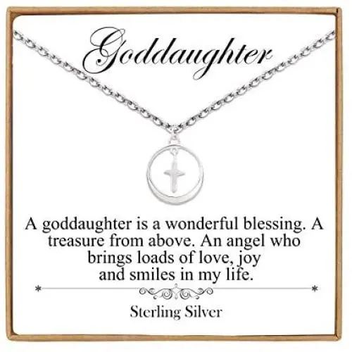 Unijew Goddaughter Necklace from Godmother Godfather, S925 Sterling Silver Christmas Mothers Day Jewelry Birthday Gift Love Between Godparents and Goddaughter