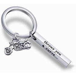 WUSUANED Motorcycle Keychain When Life Throws You A Curve Lean Into It Bike Gift for Dad Husband Boyfriends