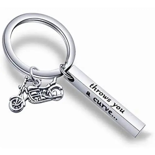 WUSUANED Motorcycle Keychain When Life Throws You A Curve Lean Into It Bike Gift for Dad Husband Boyfriends WUSUANED Motorcycle Keychain When Life Throws You A Curve Lean Into It Bike Gift for Dad Husband Boyfriends