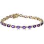 18k Yellow Gold-Plated Sterling Silver Diamond Accent Two-Tone Gemstone and Tennis Bracelet, 7.25''