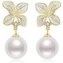 Pearl Dangle Drop Earrings Freshwater Cultured White Pearl Sterling Silver Hook Earrings Jewelry Gifts for Women Girls Wife