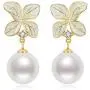 Pearl Dangle Drop Earrings Freshwater Cultured White Pearl Sterling Silver Hook Earrings Jewelry Gifts for Women Girls Wife