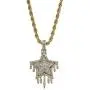 TOPGRILLZ 14K Gold Plated Simulated Diamond CZ Drop Pentagram Pendant Chain for Men and Women Necklace Hip Hop Jewelry
