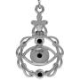 Silvershake Black Cubic Zirconia and Blue Enamel 925 Sterling Silver Evil Eye Dangle Hook Earrings