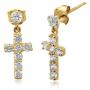 Jewelili 10K Yellow Gold 2MM and 3MM Swarovski White Cubic Zirconia Cross Dangle Earrings Jewelili 10K Yellow Gold 2MM and 3MM Swarovski White Cubic Zirconia Cross Dangle Earrings