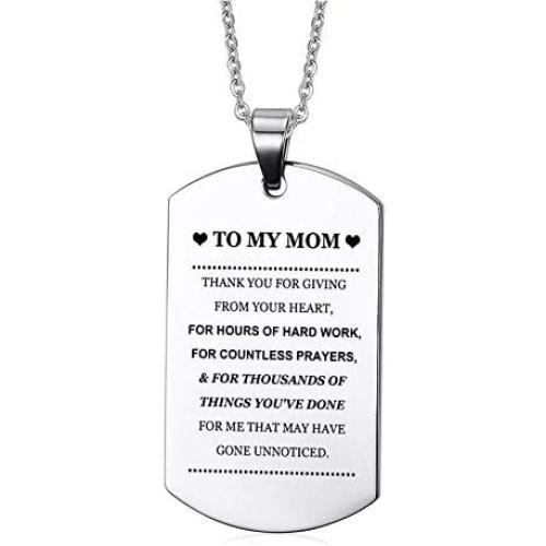 VNOX Personalized Love Quote Pendant Necklace for Mom Mother Mommy from Son Daugter Birthday for Mother