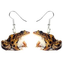 WEVENI Acrylic Green Brown Frog Earrings Dangle Drop Cute Jewelry For Women Girls Novelty Gift